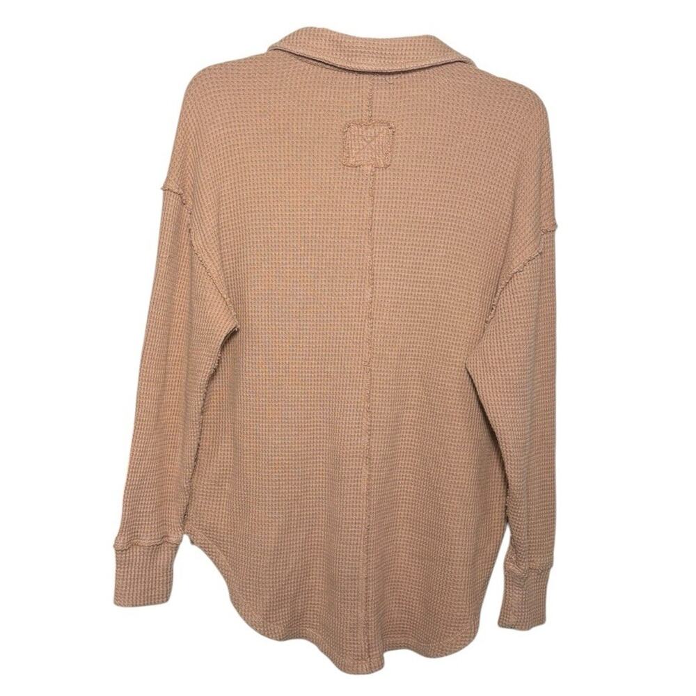 Aerie Lumbar Jane Waffle Knit Pullover Top Brown Size XS Oversized Slouchy - Picture 3 of 6